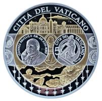 2002-2010 k. "Emlékérem az euróövezet országainak közös valutájáról - Vatikán" aranyozott, ezüstözött Cu-Ni emlékérem kapszulában, tanúsítvánnyal (35mm) T:PP