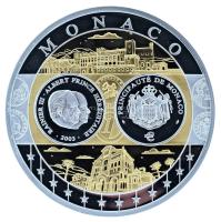 2002-2010 k. "Emlékérem az euróövezet országainak közös valutájáról - Monaco" aranyozott, ezüstözött Cu-Ni emlékérem kapszulában, tanúsítvánnyal (35mm) T:PP