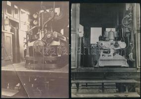 cca 1910 Vasúti járművek gépszerkezetei, 2 db fotó, felületén törésnyomok, 11×8 cm