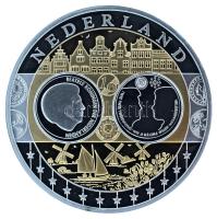 2002-2010 k. "Emlékérem az euróövezet országainak közös valutájáról - Hollandia" aranyozott, ezüstözött Cu-Ni emlékérem kapszulában, tanúsítvánnyal (35mm) T:PP