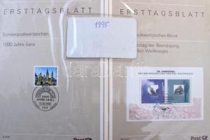 NSZK néhány száz db Ersttagsblatt az 1979-1997 közötti időszakból, dobozban