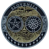 2002-2010 k. "Emlékérem az euróövezet országainak közös valutájáról - Szlovénia" aranyozott, ezüstözött Cu-Ni emlékérem kapszulában, tanúsítvánnyal (35mm) T:PP