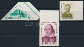 1964 Évfordulók-események 3 klf vágott ívszéli bélyeg