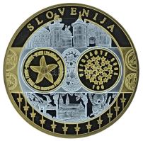 2002-2010 k. "Emlékérem az euróövezet országainak közös valutájáról - Szlovénia" aranyozott, ezüstözött Cu-Ni emlékérem kapszulában, tanúsítvánnyal (35mm) T:PP