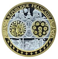 2002-2010 k. "Emlékérem az euróövezet országainak közös valutájáról - Franciaország" aranyozott, ezüstözött Cu-Ni emlékérem kapszulában, tanúsítvánnyal (35mm) T:PP