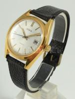 Doxa Incabloc karóra, mechanikus, napkijelzéssel, bőr szíjjal, működik, d: 34mm