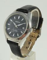 Doxa Automatic automata üveg hátlapos karóra, napkijelzéssel, bőr szíjjal, működik, d: 4cm