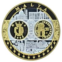 2002-2010 k. "Emlékérem az euróövezet országainak közös valutájáról - Málta" aranyozott, ezüstözött Cu-Ni emlékérem kapszulában, tanúsítvánnyal (35mm) T:PP