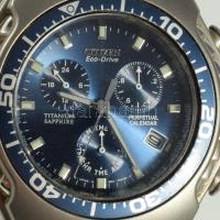 Citizen Eco-Drive karóra, kvarc, segédkörökkel, fém szíjjal, napkijelzéssel, működik, d: 4cm