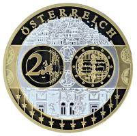 2002-2010 k. "Emlékérem az euróövezet országainak közös valutájáról - Ausztria" aranyozott, ezüstözött Cu-Ni emlékérem kapszulában, tanúsítvánnyal (35mm) T:PP