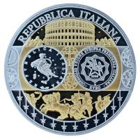 2002-2010 k. "Emlékérem az euróövezet országainak közös valutájáról - Olaszország" aranyozott, ezüstözött Cu-Ni emlékérem kapszulában, tanúsítvánnyal (35mm) T:PP