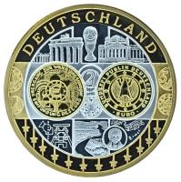 2002-2010 k. "Emlékérem az euróövezet országainak közös valutájáról - Németország" aranyozott, ezüstözött Cu-Ni emlékérem kapszulában, tanúsítvánnyal (35mm) T:PP