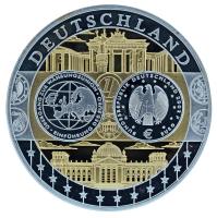 2002-2010 k. "Emlékérem az euróövezet országainak közös valutájáról - Németország" aranyozott, ezüstözött Cu-Ni emlékérem kapszulában, tanúsítvánnyal (35mm) T:PP