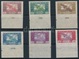 1924 Ikarusz vágott ívszéli sor / Mi 383-388 imperforated margin set (40.000)