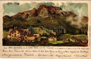 1913 Pustertal, Pusteria (Südtirol); Hotel Dürrenstein m. d. hohen Geisel (Gaisl) n. d. Aquarell n. ...