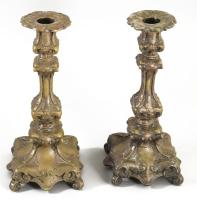 cca 19. sz., Nemesi címeres gyertyatartó pár, m: 25 cm