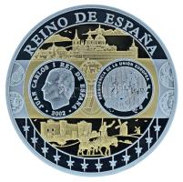 2002-2010 k. "Emlékérem az euróövezet országainak közös valutájáról - Spanyolország" aranyozott, ezüstözött Cu-Ni emlékérem kapszulában, tanúsítvánnyal (35mm) T:PP