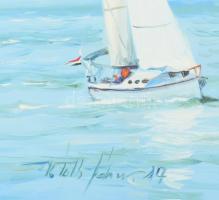 V. Tóth Gábor (1966-): Balaton (vitorlások). Olaj, farost, jelzett, 40x60cm. Dekoratív fakeretben