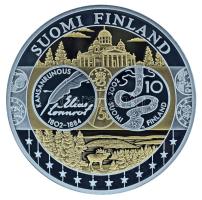 2002-2010 k. "Emlékérem az euróövezet országainak közös valutájáról - Finnország" aranyozott, ezüstözött Cu-Ni emlékérem kapszulában, tanúsítvánnyal (35mm) T:PP