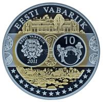 2002-2010 k. "Emlékérem az euróövezet országainak közös valutájáról - Észtország" aranyozott, ezüstözött Cu-Ni emlékérem kapszulában, tanúsítvánnyal (35mm) T:PP