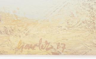 Csavlek András (1942-): Vízpart (Balaton), 1987. Olaj, farost, jelzett, fakeretben, 50×80 cm