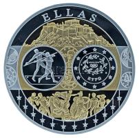 2002-2010 k. "Emlékérem az euróövezet országainak közös valutájáról - Görögország" aranyozott, ezüstözött Cu-Ni emlékérem kapszulában, tanúsítvánnyal (35mm) T:PP