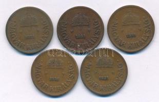 1931. 2f bronz (5x) ritkább évjárat T:VF,F Adamo P2