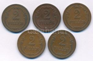 1931. 2f bronz (5x) ritkább évjárat T:VF,F
Adamo P2