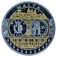 2002-2010 k. "Emlékérem az euróövezet országainak közös valutájáról - Málta" aranyozott, ezüstözött Cu-Ni emlékérem kapszulában, tanúsítvánnyal (35mm) T:PP
