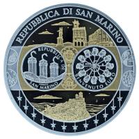 2002-2010 k. "Emlékérem az euróövezet országainak közös valutájáról - San Marino" aranyozott, ezüstözött Cu-Ni emlékérem kapszulában, tanúsítvánnyal (35mm) T:PP