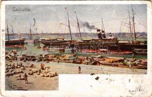 1899 Calcutta, Kolkata; steamship, port. "Orbis" No. I. 1. s: Waschke (worn corners)