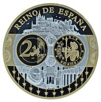 2002-2010 k. "Emlékérem az euróövezet országainak közös valutájáról - Spanyolország" aranyozott, ezüstözött Cu-Ni emlékérem kapszulában, tanúsítvánnyal (35mm) T:PP