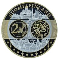 2002-2010 k. "Emlékérem az euróövezet országainak közös valutájáról - Finnország" aranyozott, ezüstözött Cu-Ni emlékérem kapszulában, tanúsítvánnyal (35mm) T:PP