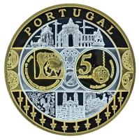 2002-2010 k. "Emlékérem az euróövezet országainak közös valutájáról - Portugália" aranyozott, ezüstözött Cu-Ni emlékérem kapszulában, tanúsítvánnyal (35mm) T:PP