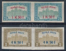 1918 Repülő posta sor vágott párokban, luxus minőségben! (160.000) / Mi 210-211 imperforate pairs