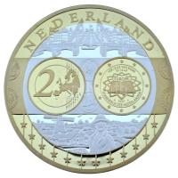 2002-2010 k. "Emlékérem az euróövezet országainak közös valutájáról - Hollandia" aranyozott, ezüstözött Cu-Ni emlékérem kapszulában (35mm) T:PP