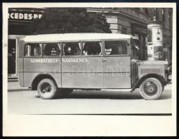 1932 MÁVAG Meredes-Benz alvázra épült 30 személyes autóbusz, mely Szombathely-Nagygencs között közlekedett, fotó, későbbi előhívás, 9×12 cm