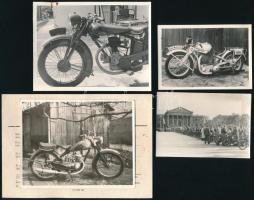 Motorok gyülekeznek a Műcsarnok előtt a Hősök terén + 3 db motorokról készült fotó, sérülésekkel, 6,5×9,5 és 9×12 cm közötti méretekben