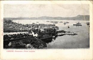 Corfu, Corfou; Panorama / Flotte anglaise / port, ships. Phot. B. Borri et Fils (creases)