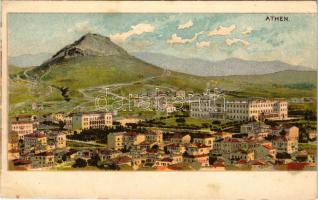 Athens, Athína, Athenes; general view. litho (Rb)