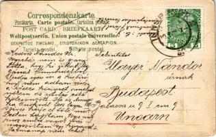 1908 Innsbruck (Tirol), street view. Carl Otto Hayd Philatelie-Ansichtskarte with set of Austrian (A...