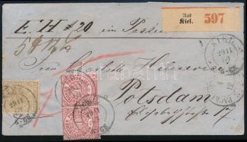 Postbezirk 1869 novemberéből Csomagkísérő levél 5Gr + 2 x 1Gr frankatúrával "KIEL" - Potsdam