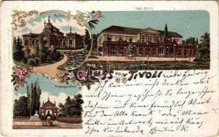 1897 Wien, Vienna, Bécs; Gruss vom Tivoli. Pavillon, Café-Salon, Eingang zum Tivoli / pavilion, café...