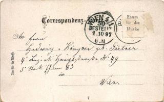 1897 Wien, Vienna, Bécs; Gruss vom Tivoli. Pavillon, Café-Salon, Eingang zum Tivoli / pavilion, café...