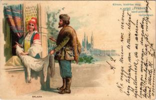 1900 Balkan / folklór, Franck kávé reklámmal / Balkan folklore, with coffee advertisement. litho + &...
