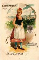 1900 Wien, Vienna, Bécs; Österreich. Wiener Wäschermadl / Viennese washerwoman, Austrian folklore. A...