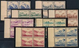 Svájc 1941 Repülő sor Mi 387-394 ívszéli luxus négyes tömbökben (Mi EUR 360.-++)