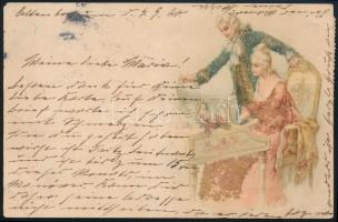 1900 Képeslap Bochum-ból Engelberg-be (Svájc) küldve, ott 15 Rappen-nel megportózva, majd Engelberg-...