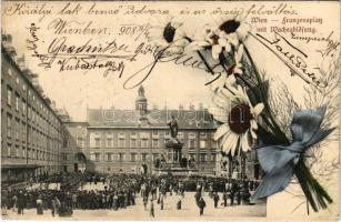 1908 Wien, Vienna, Bécs; Franzensplatz mit Wacheablösung / square, K.u.K. military, changing of the ...