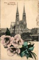 1908 Wien, Vienna, Bécs; Votivkirche / church. A. S. W. Wiener Blumenansichten No. 36. Montage with ...